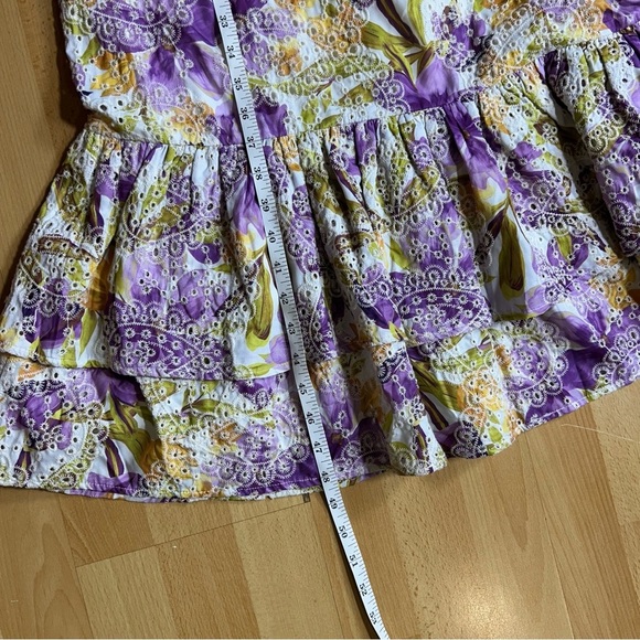 Anthropologie Adelyn Rae Kathleena Eyelet Midi Dress Embroidered Ruffle Small - Picture 15 of 16